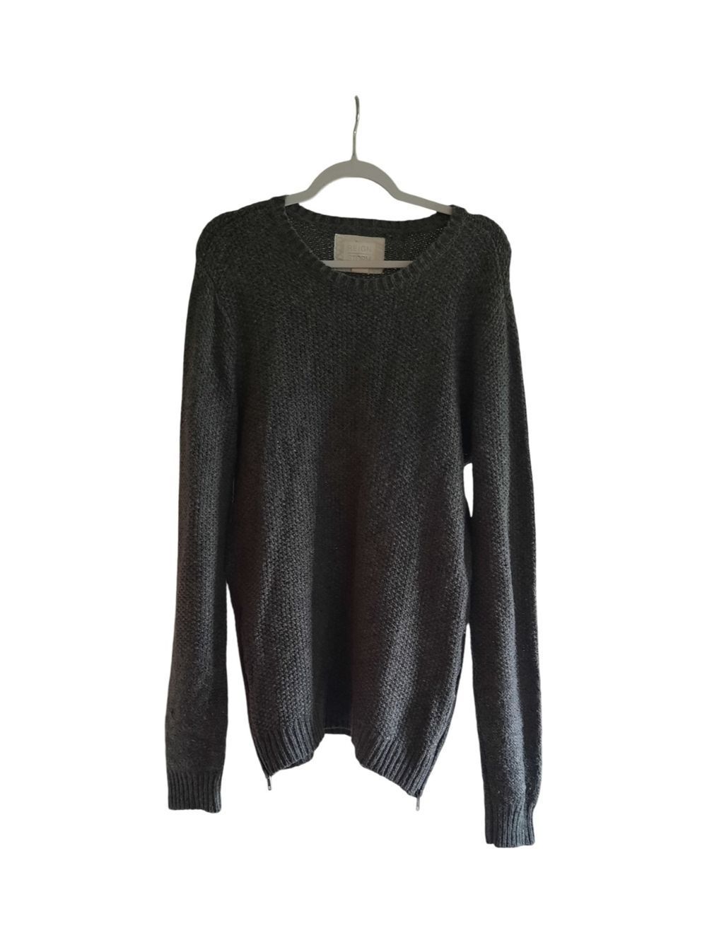 Reign +Storm Charcoal Wool Blend Scoop Neck Knit Sweater